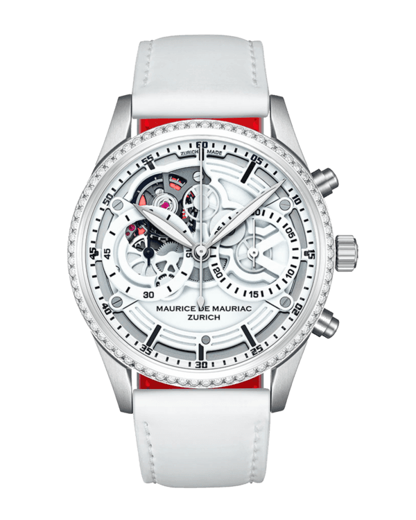 Chrono Classic Skeleton Uhr Blanc Cœur mit weissem Uhrenband 