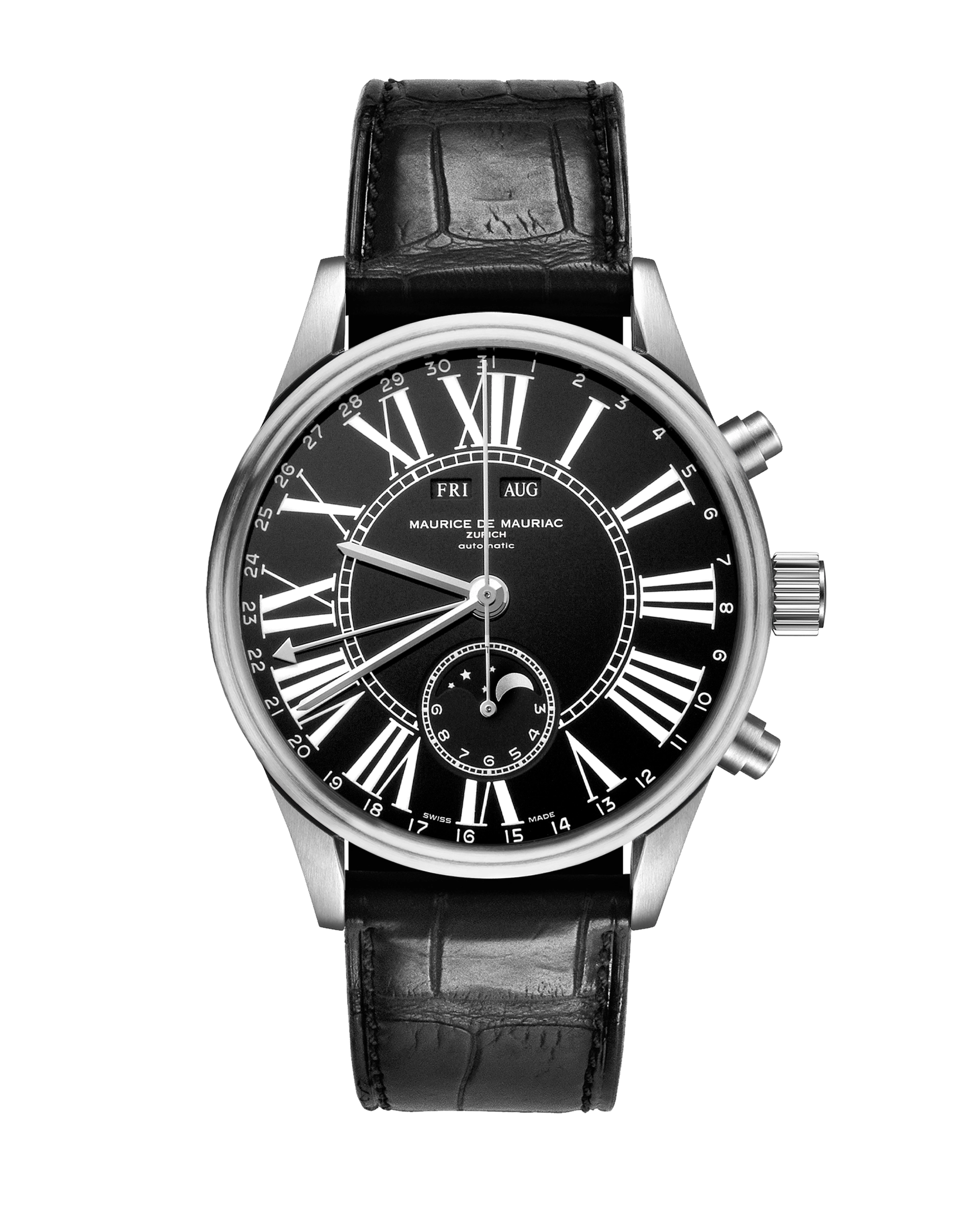 Chrono Classic Moon Steel Roman Black