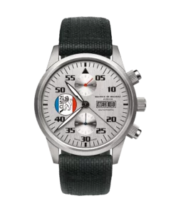 Chronographen Uhr mit weissem Zifferbaltt und schwarzem Uhren Armband