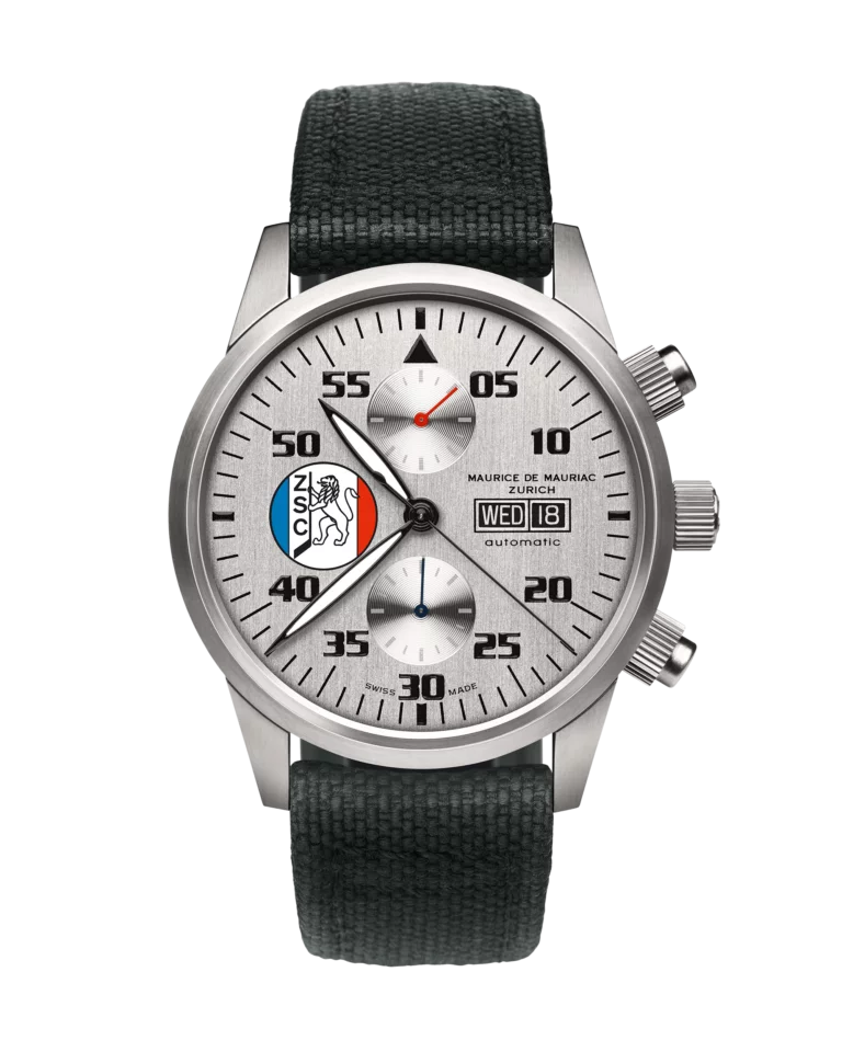 Chronographen Uhr mit weissem Zifferbaltt und schwarzem Uhren Armband
