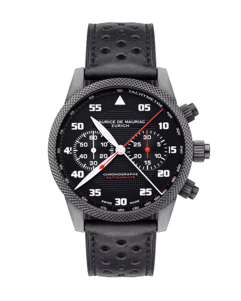 Chrono Uhr Double Sixty Rattrapante mit schwarzem Zifferblatt