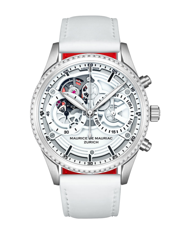 Chrono Classic Skeleton Uhr Blanc Cœur mit weissem Uhrenband