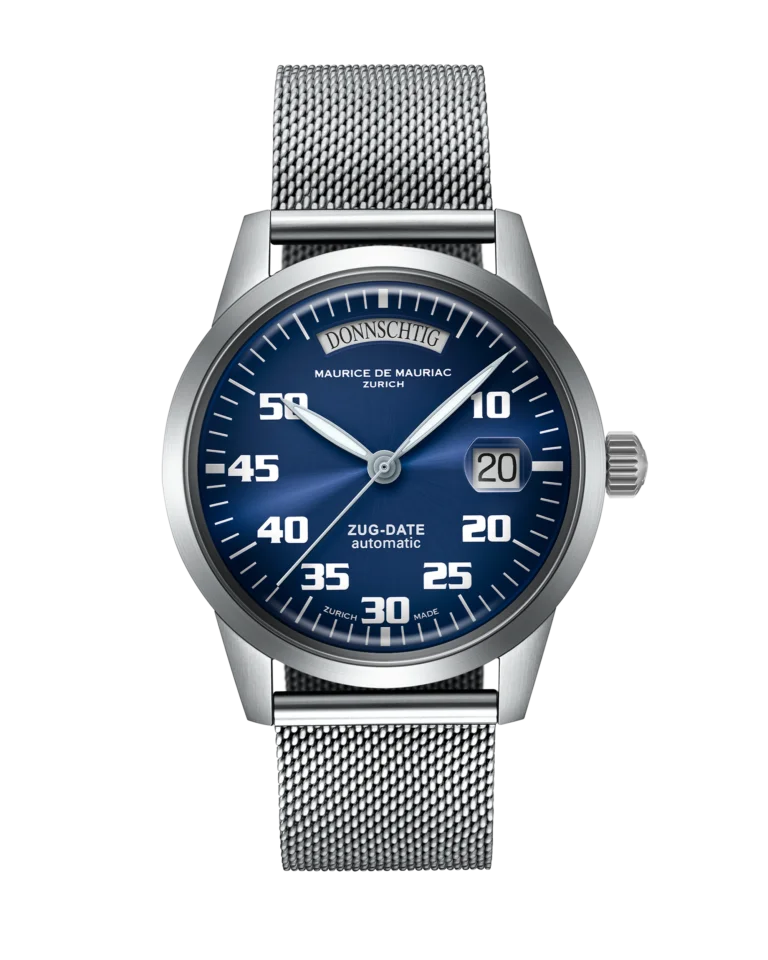 Automatic Modern: “Zug Date” Blue with Milanese