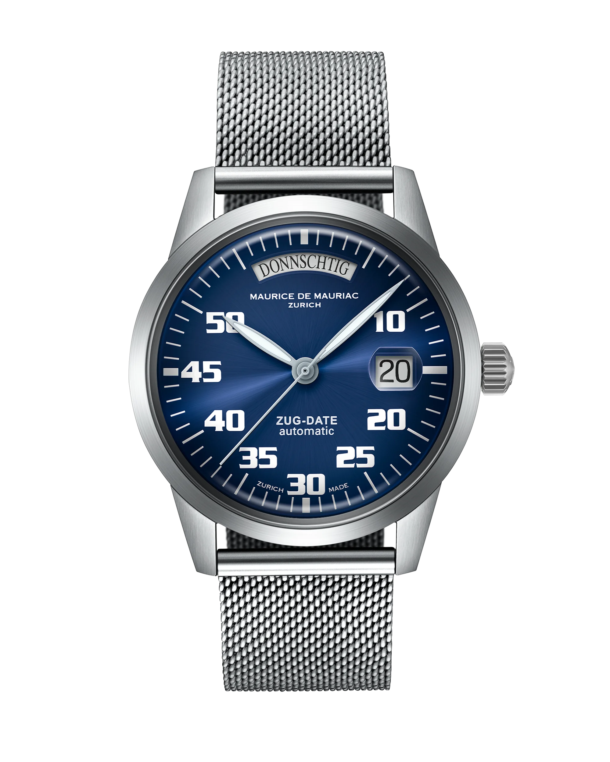 Automatic Modern: “Zug Date” Blue with Milanese