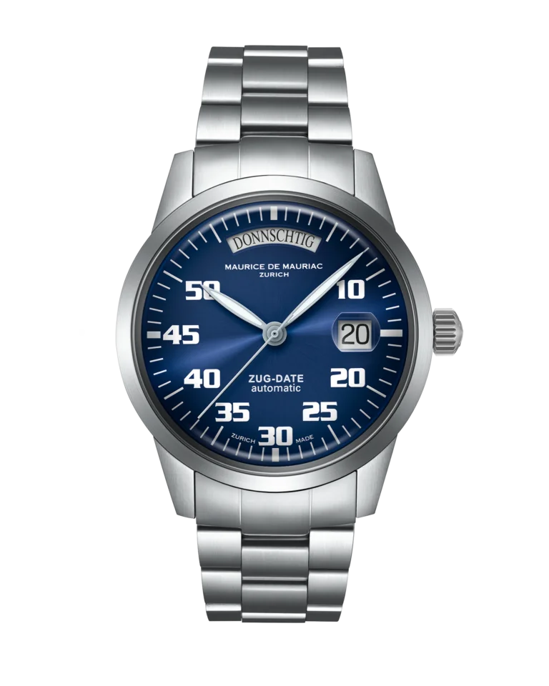 Automatic Modern: “Zug Date” Blue with Steel Bracelet