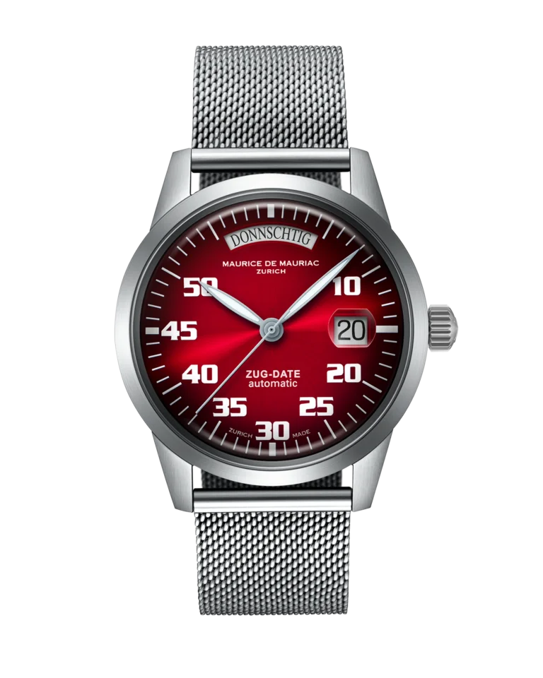 Automatic Modern: “Zug Date” Cherry Red with Milanese