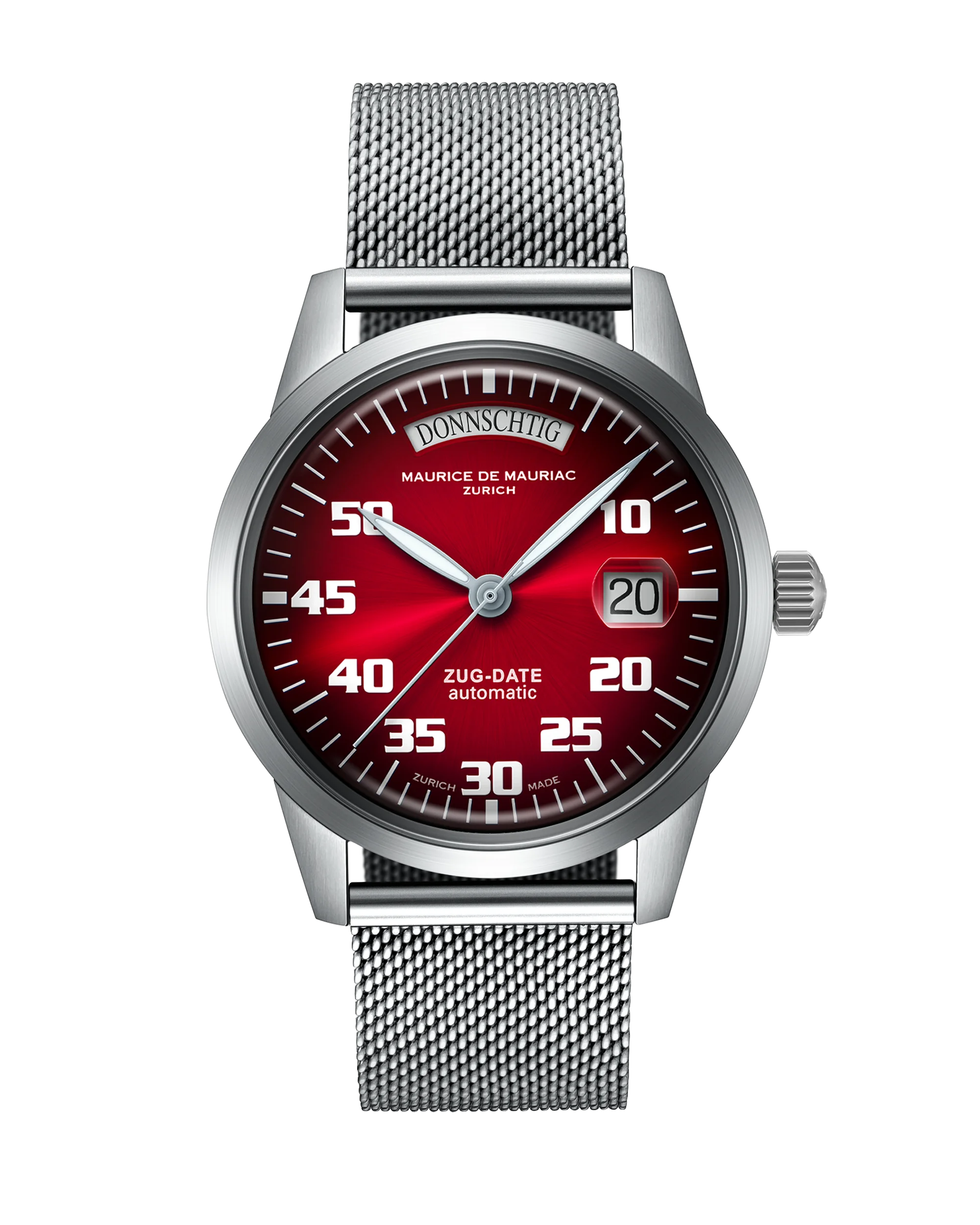 Automatic Modern: “Zug Date” Cherry Red with Milanese