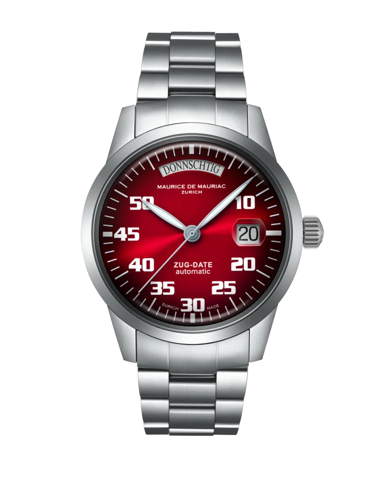 Automatic Modern: “Zug Date” Cherry Red with Steel Bracelet