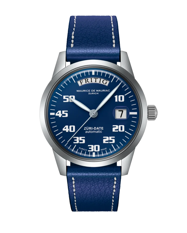 Automatic Modern: “Züri Date” Blue with Leather strap