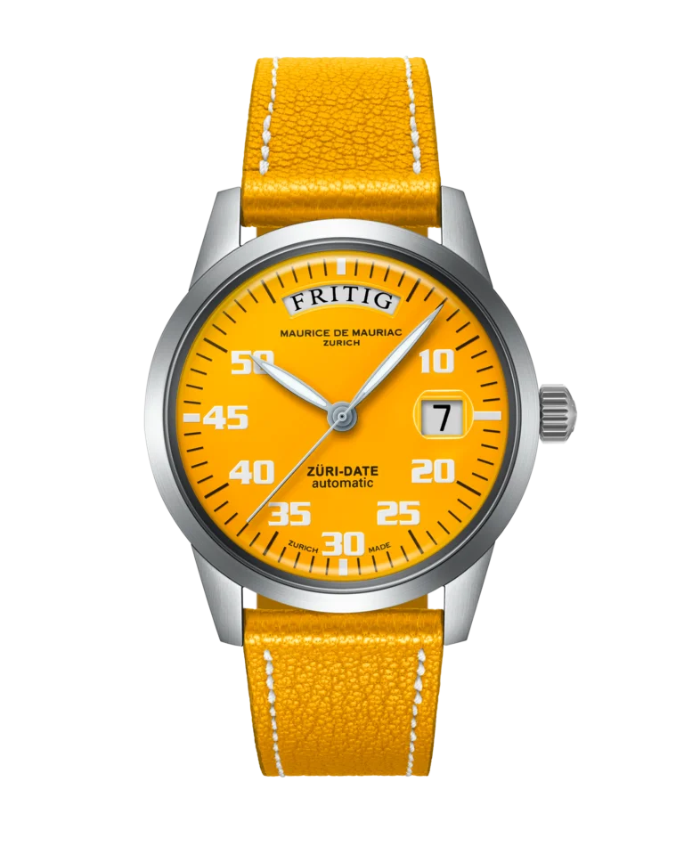 Automatic Modern: “Züri Date” Yellow with Leather strap