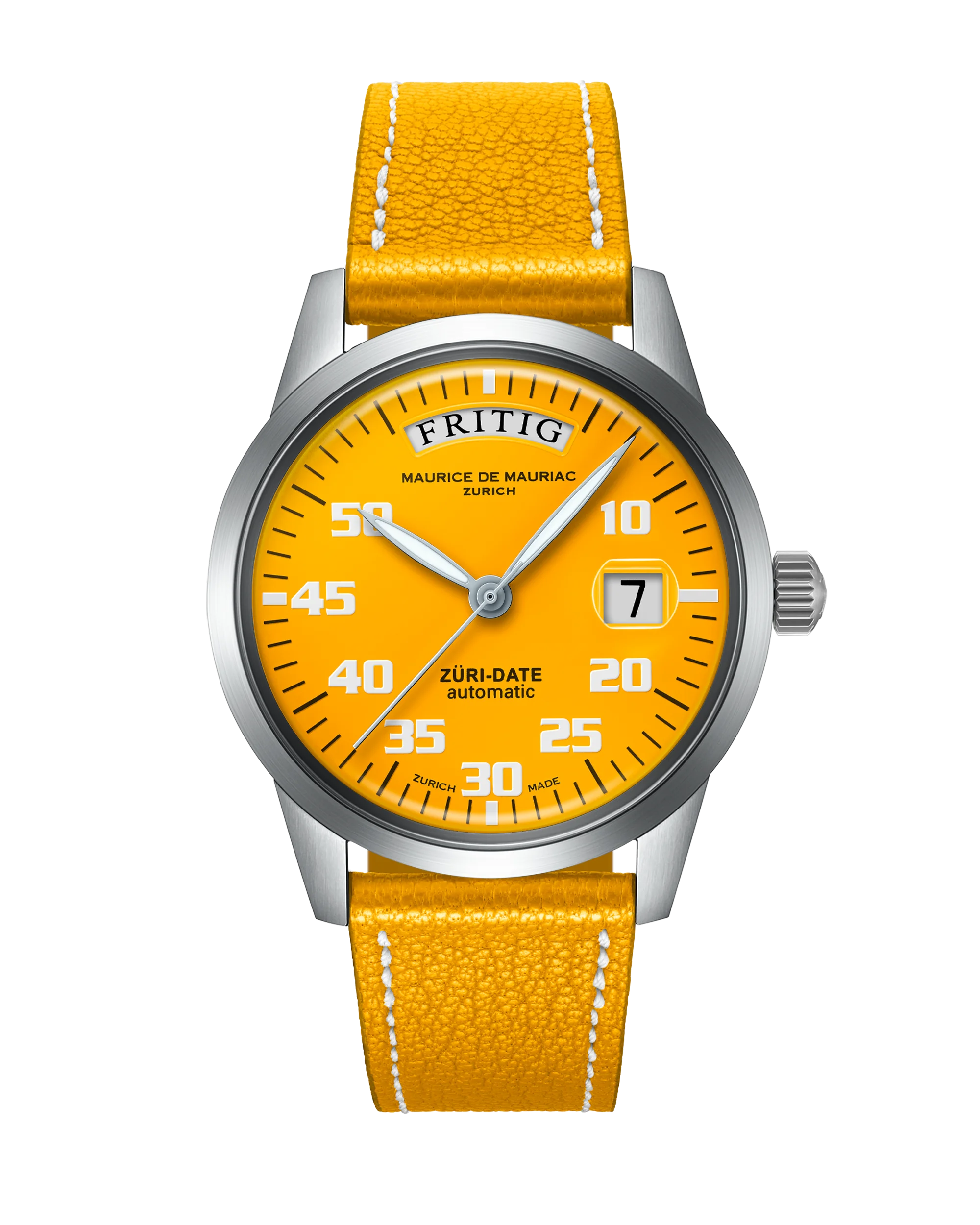 Automatic Modern: “Züri Date” Yellow with Leather strap