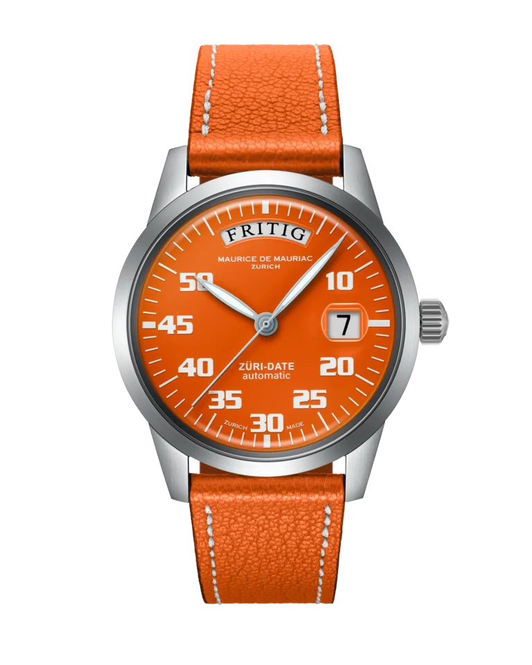 Automatic Modern: “Züri Date” Orange with Leather strap