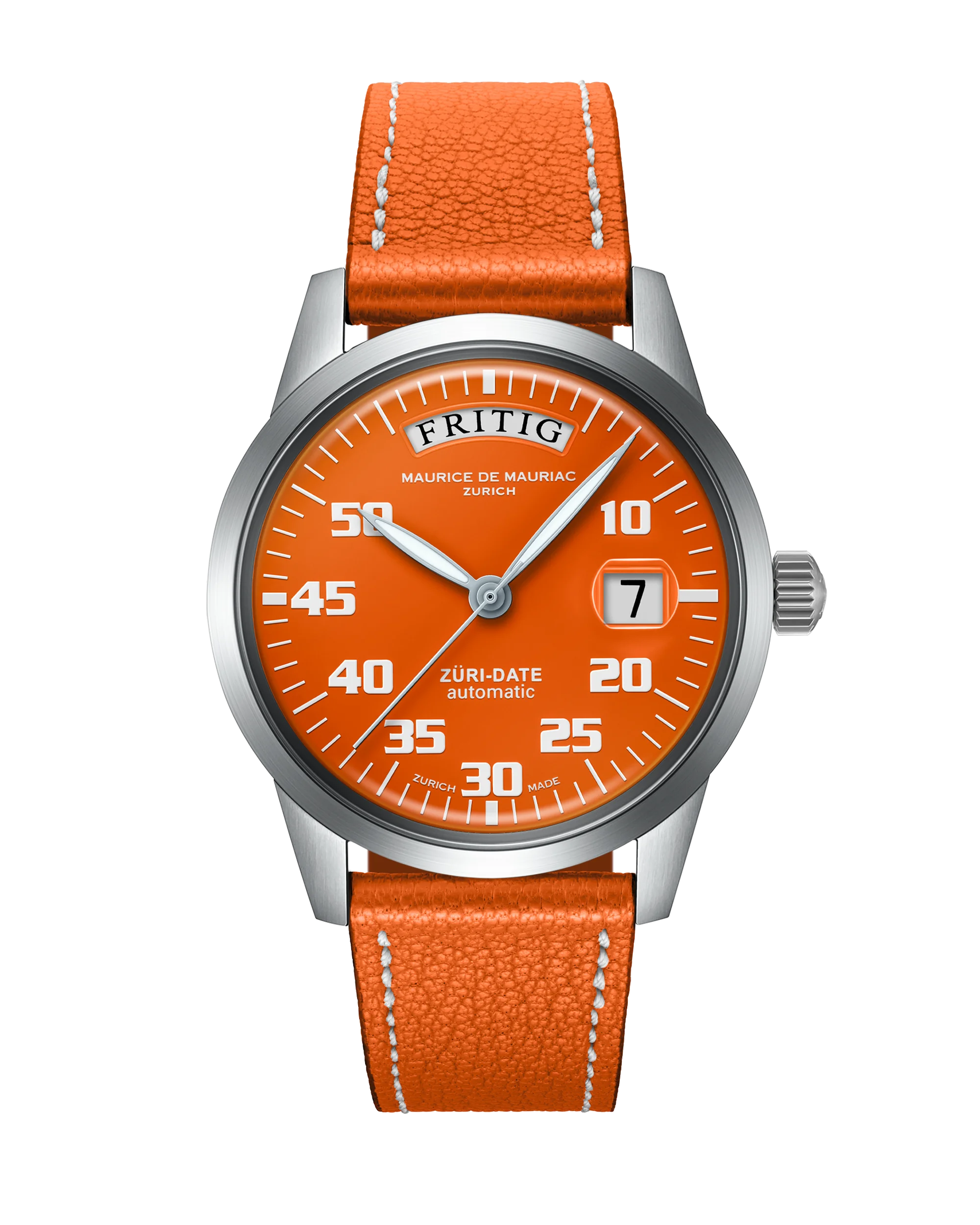 Automatic Modern: “Züri Date” Orange with Leather strap