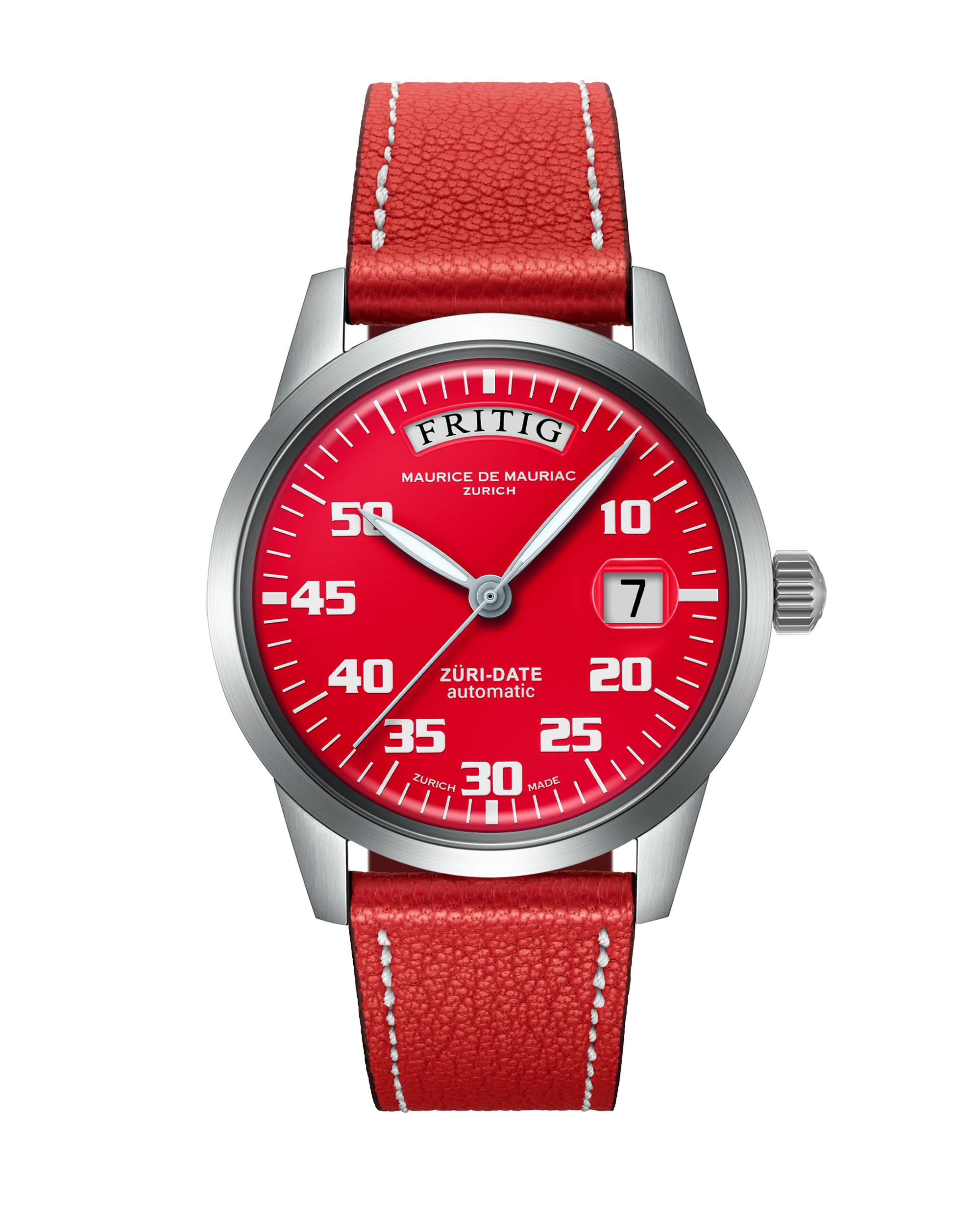Automatic Modern: “Züri Date” Red with Leather strap