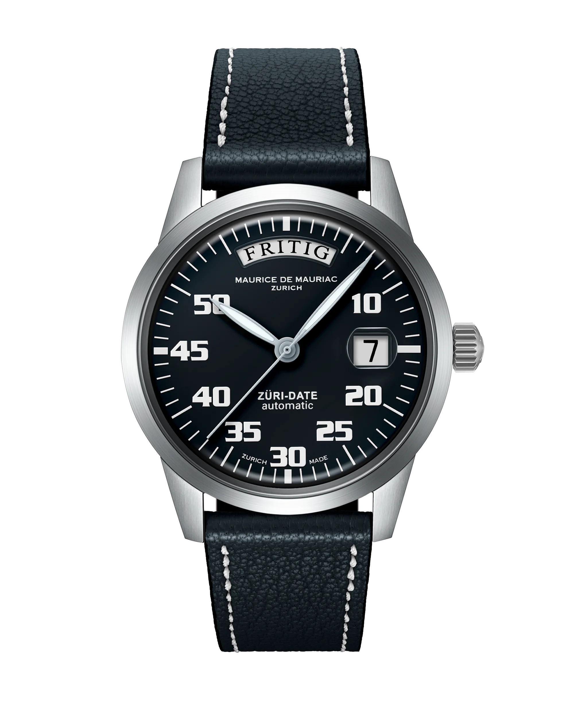 Automatic Modern: “Züri Date” Black with Leather strap