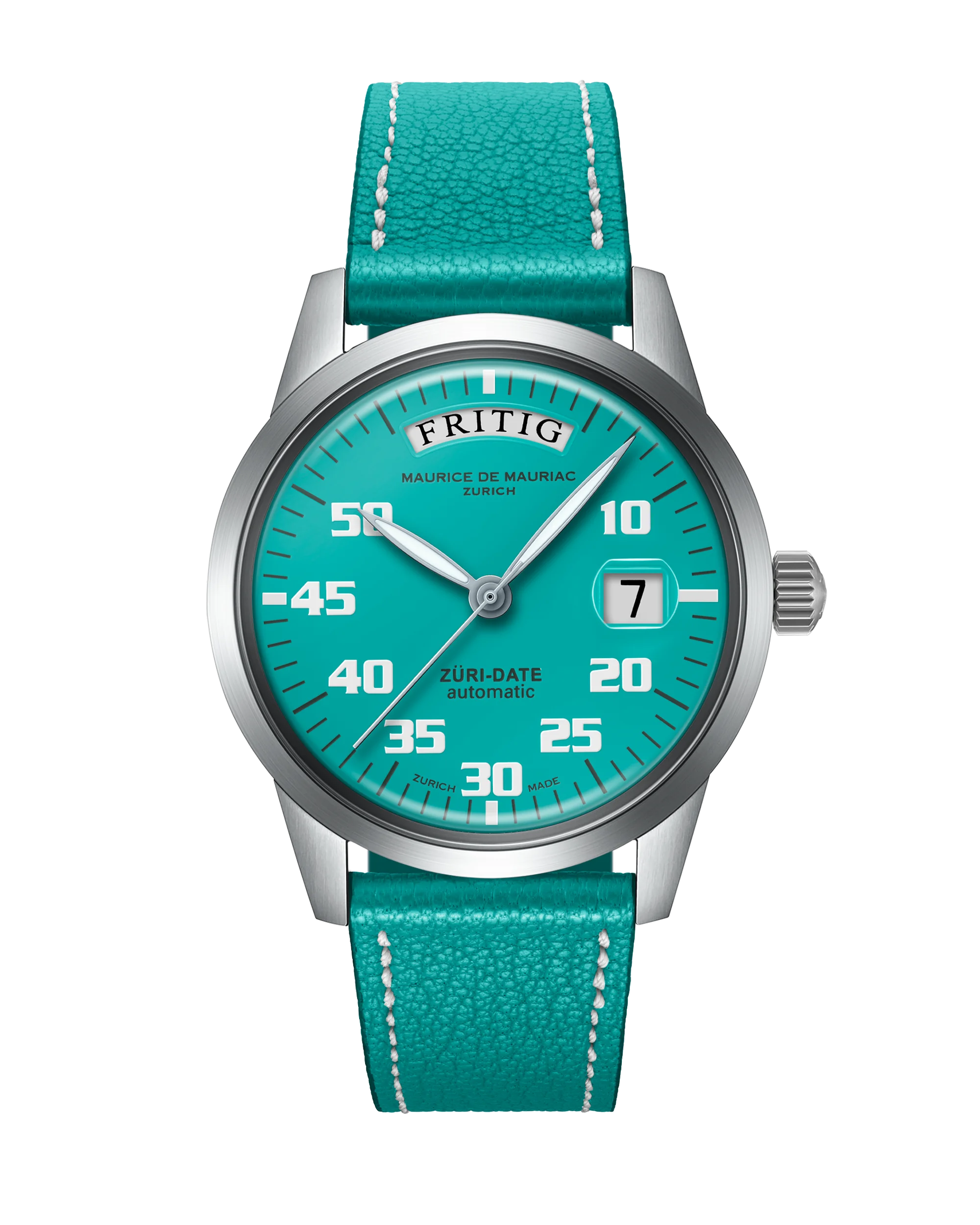 Automatic Modern: “Züri Date” Turquoise with Leather strap